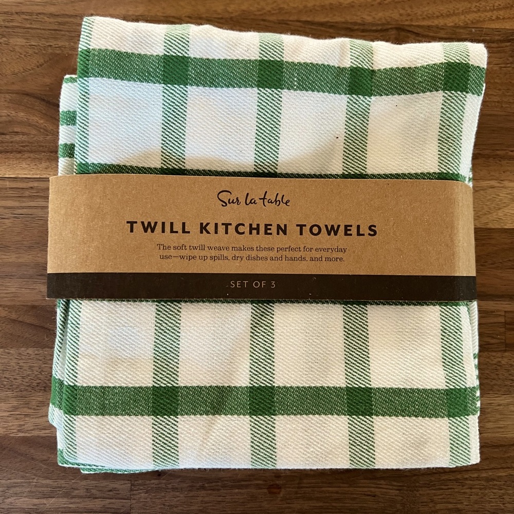 Sur la Table Green Twill Kitchen Towels